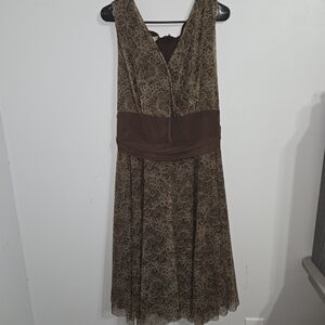 M#24 London Times Brown Lace Midi Dress Size 22W